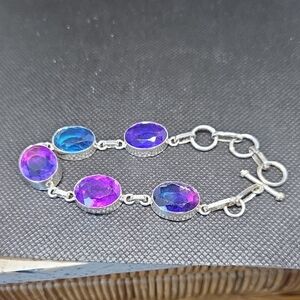 Nwot! Rainbow Tourmaline Handmade 925 Bracelet